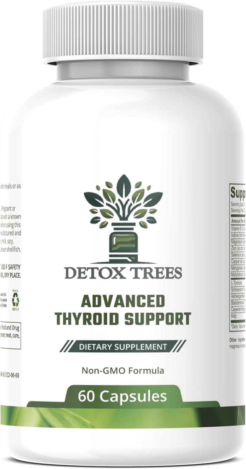 Thyroid Health Formula for Overall Well-Being & Metabolism with L-Tyrosine, Iodine, Zinc, B12, Selenium & Ashwagandha - Non-GMO Support for Men & Women, 60 Capsules