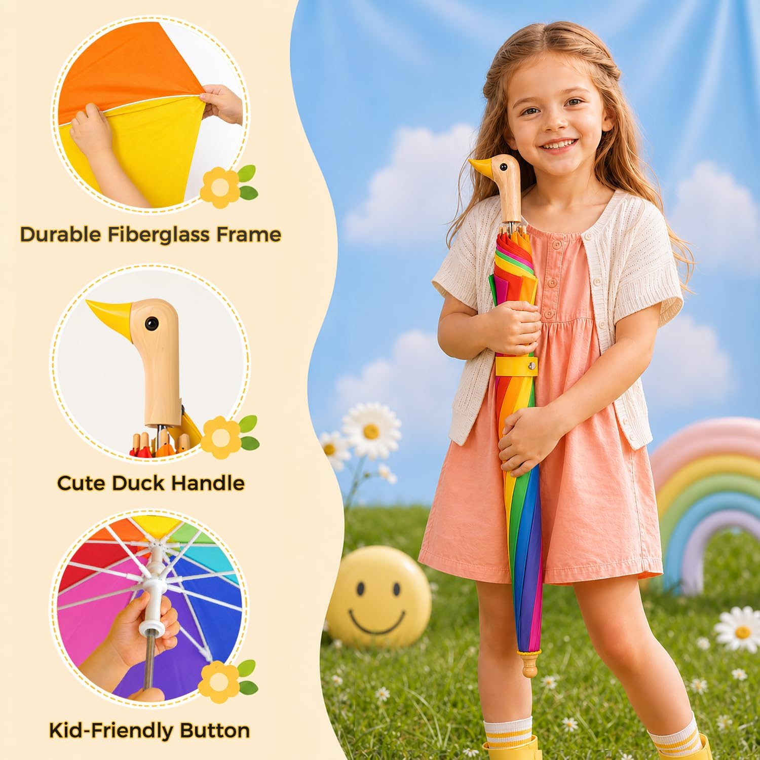 Duck Head Child Umbrella, Yellow Boys Girls Compact Umbrellas