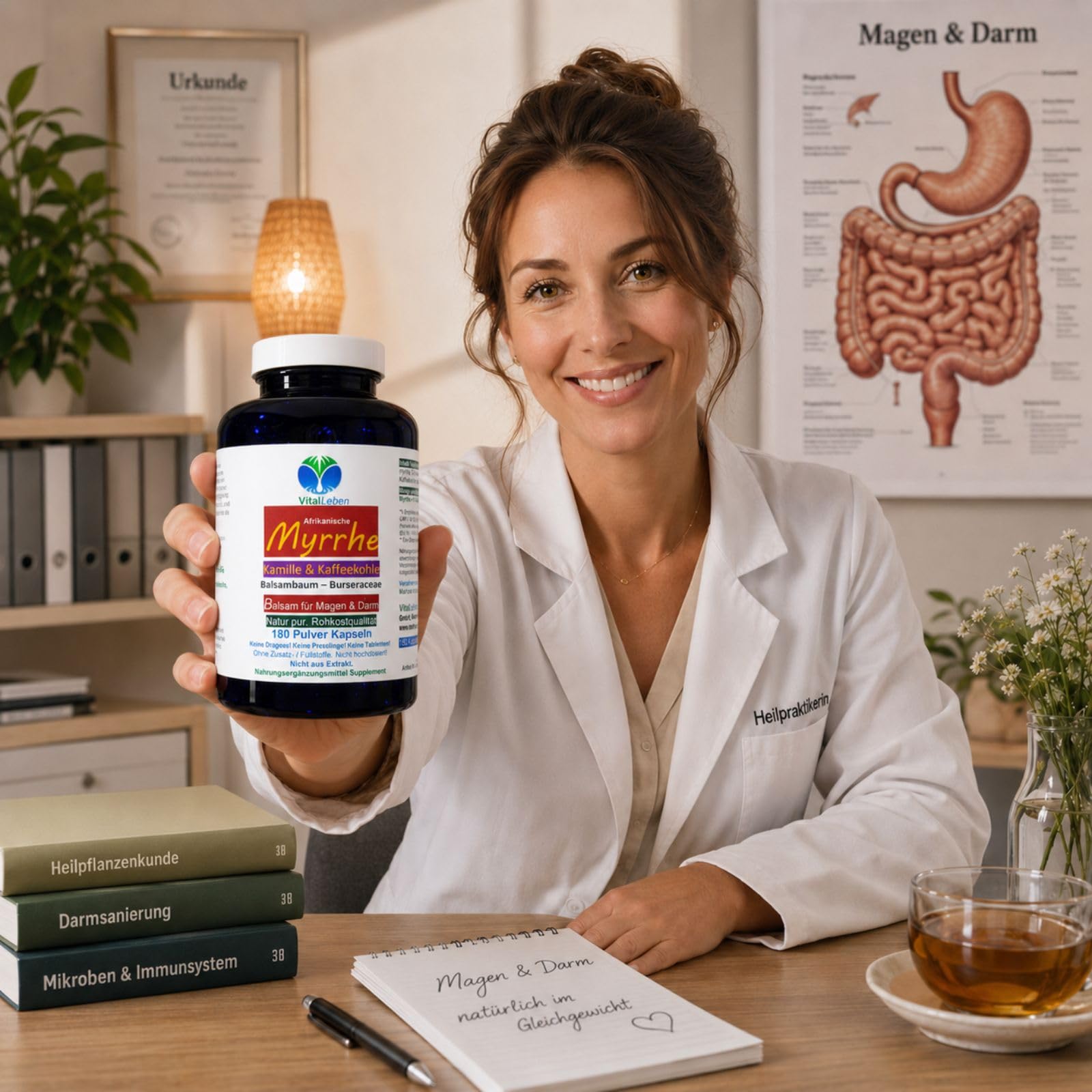 MYRRHE + KAMILLE + KAFFEEKOHLE Balsam für den gestressten Darm 180 Pulver Kapseln nach AYURVEDA und Hildegard von Bingen - NATUR pur - OHNE ZUSATZSTOFFE. 27160-180