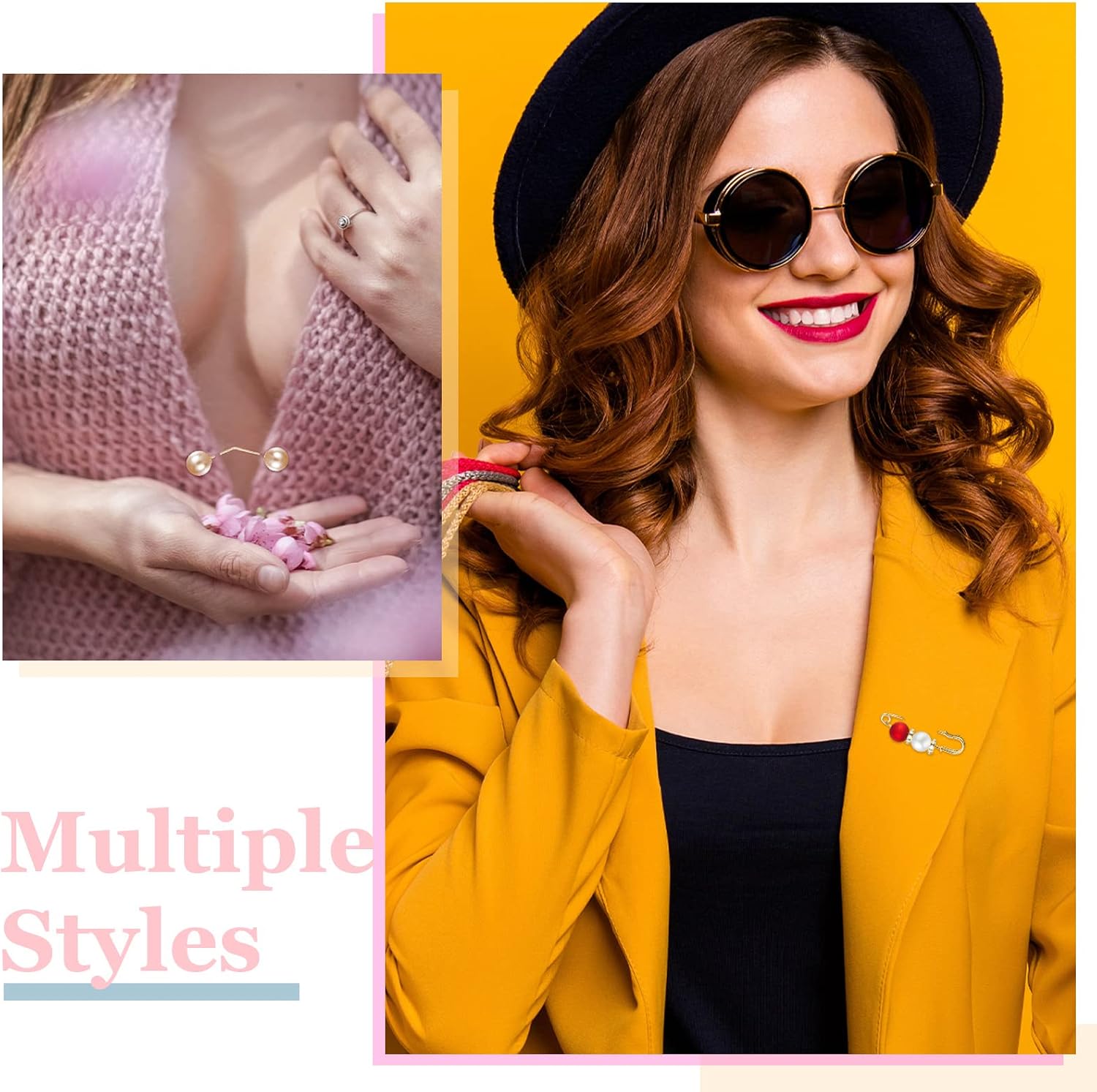 35 Pieces Women Brooch Pins Sweater Shawl Cardigan Collar Hat Clip Neckline Pin Retro Pearl Crystal Dress Shirt Clip for Women Fashion Cover Pant Waist Back Cinch Tightener Safety Pins(Simple Color)
