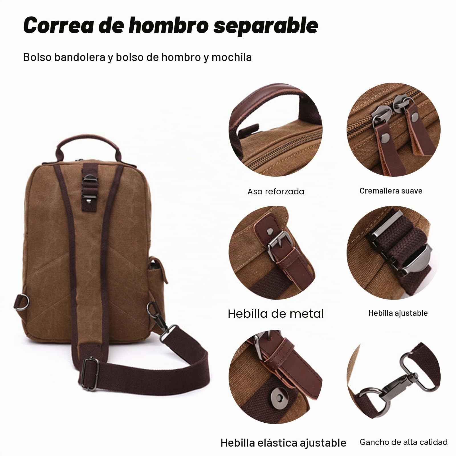FANDARE Unisexo Bolso Pecho Lienzo Bolsos de Hombre Sling Crossbody Bag Mujer Bolsos Cruzados Bandoleras Cruzada Mochilas para Viaje Deportes Gimnasio Senderismo Ciclismo Montañismo