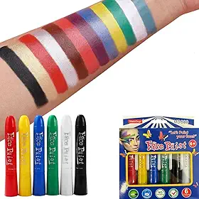 Caneta Para Pintura Facial tinta bastão corporal Lavável e Não Tóxico GUACHE SEM ÁGUA - 6 Cores