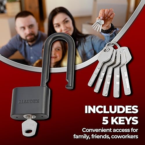 Miniatura 6 de Maudex PBE50 - Candado resistente a la intemperie, protección confiable con 5 llaves, revestimiento protector, acero duradero para unidades de