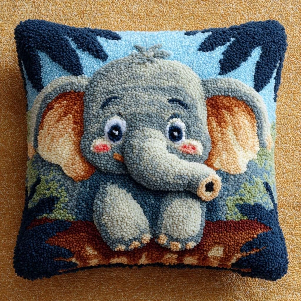 Henypt DIY Latch Hook Cushions Kits, Elephant