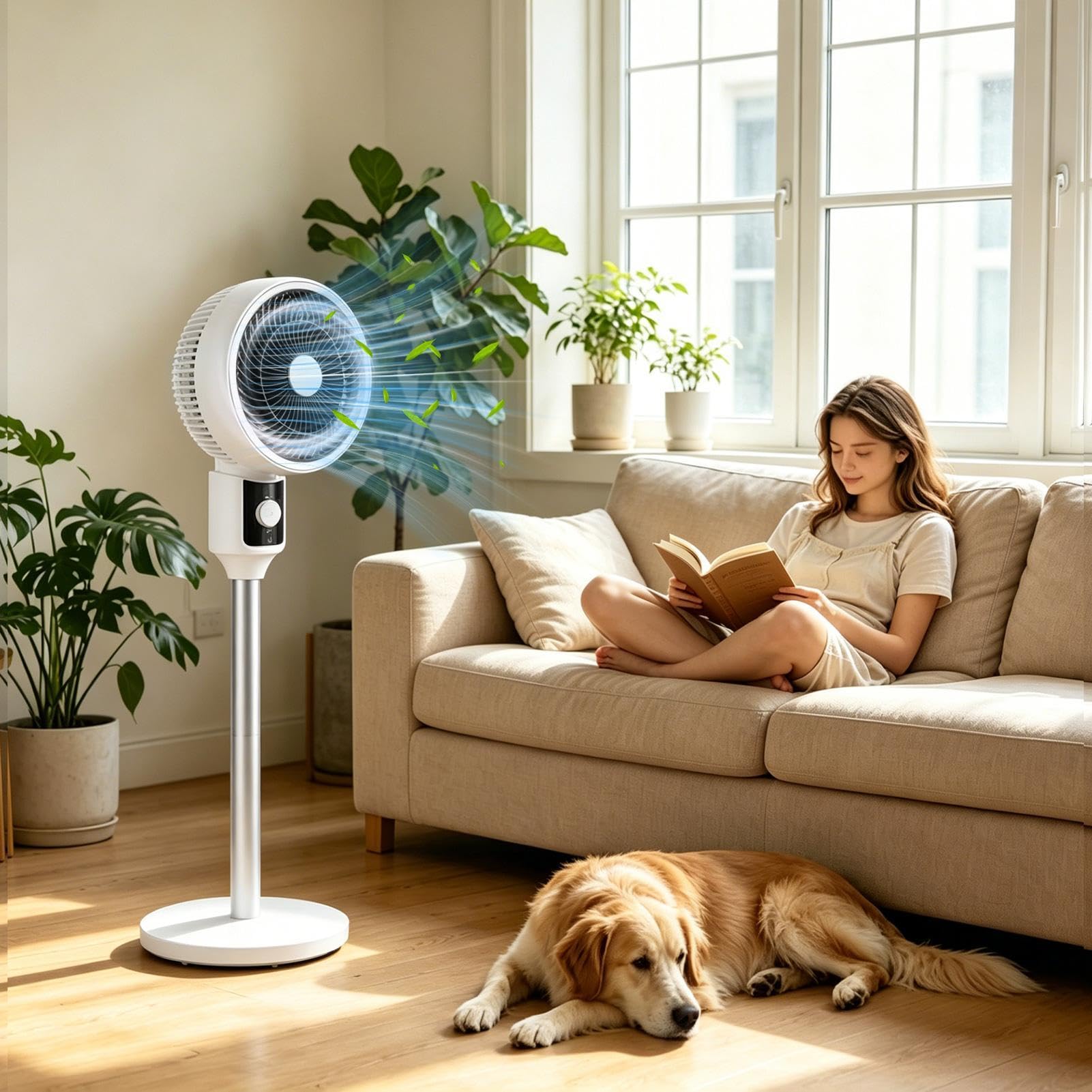 Generico Ventilatore a Piedistallo Angolo Regolabile a Basso Rumore | Ventilatore circolatore d'aria domestico Per proprietari di casa, affittuari, ufficio domestico, camera da , studio,