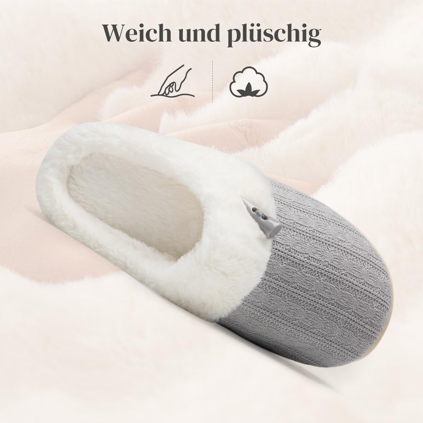 NineCiFun Pantofole da donna Comfort Memory Foam Pantofole morbide e pelose Scarpe da letto calde Pantofole antiscivolo