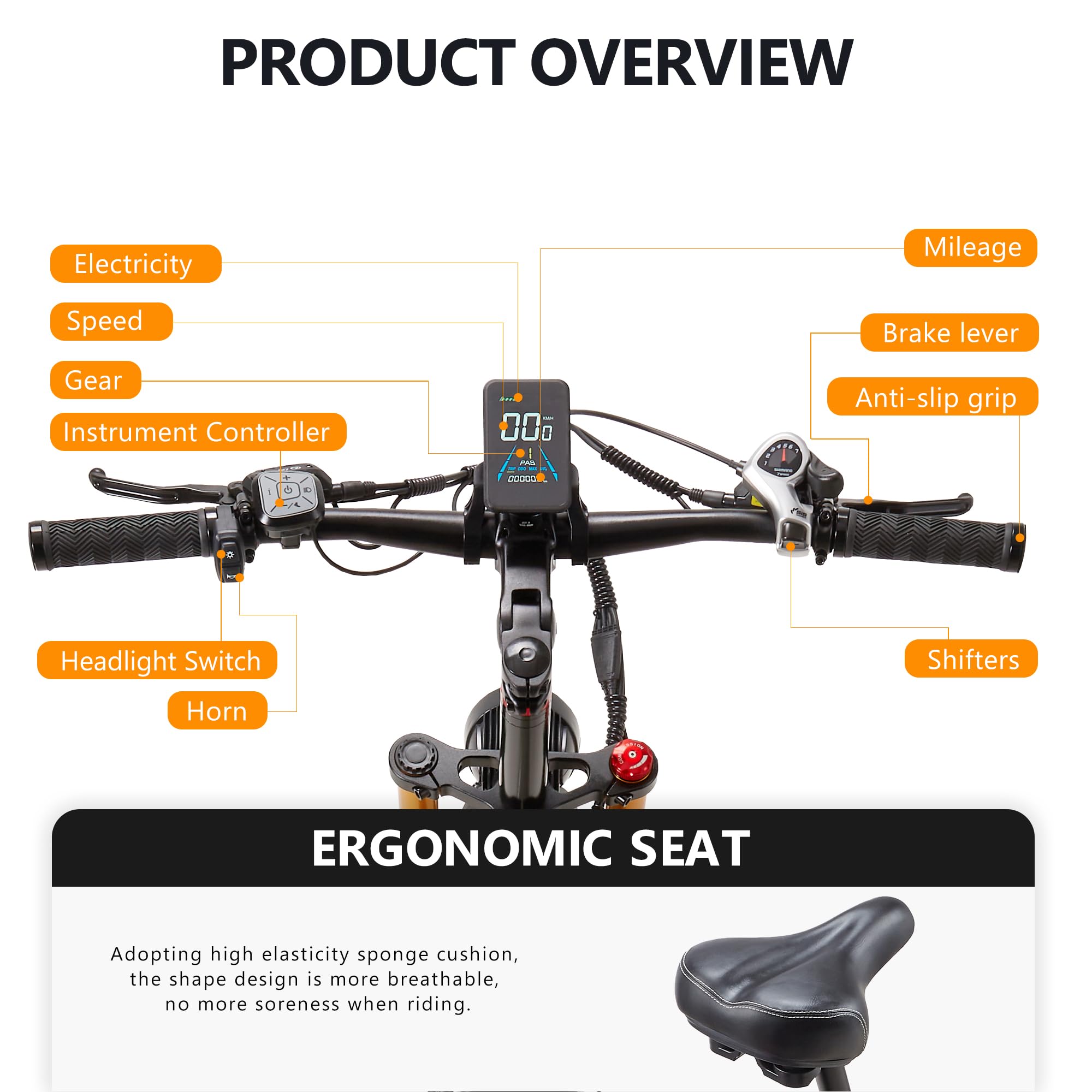 Vélos électriques 20 Pouces Vélo électrique pour Adultes,48V 20Ah Batterie, VTT Electrique 7 Vitesses avec écran LCD, Double Amortisseurs E-Bike