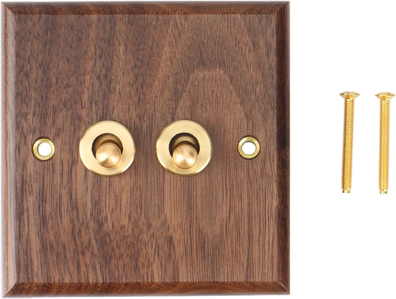 Jaquiain Retro American Industrial Style Light Switch Socket, Solid Wood Brass Toggle Switch
