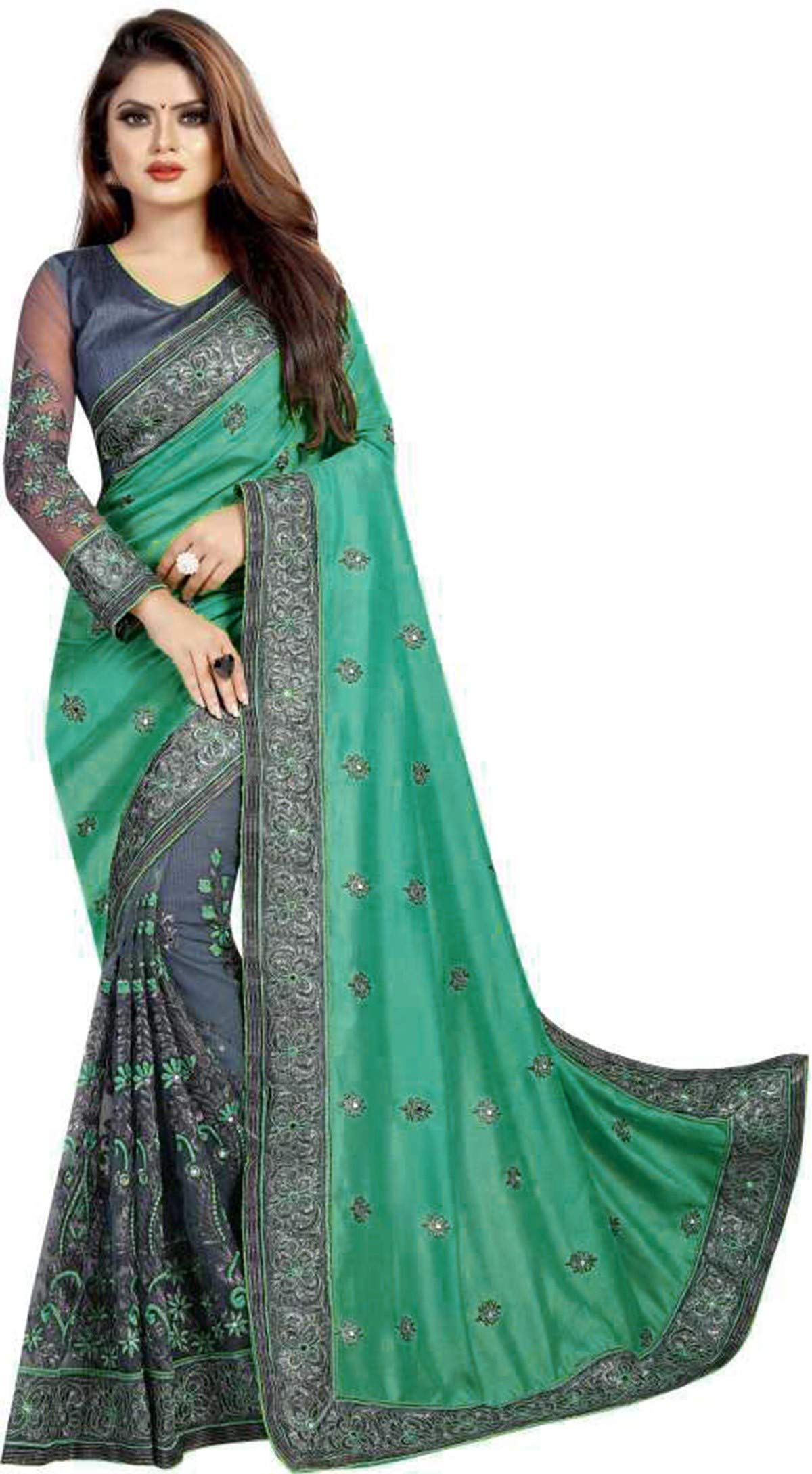 Visena FabWomen's Net saree (Rama)