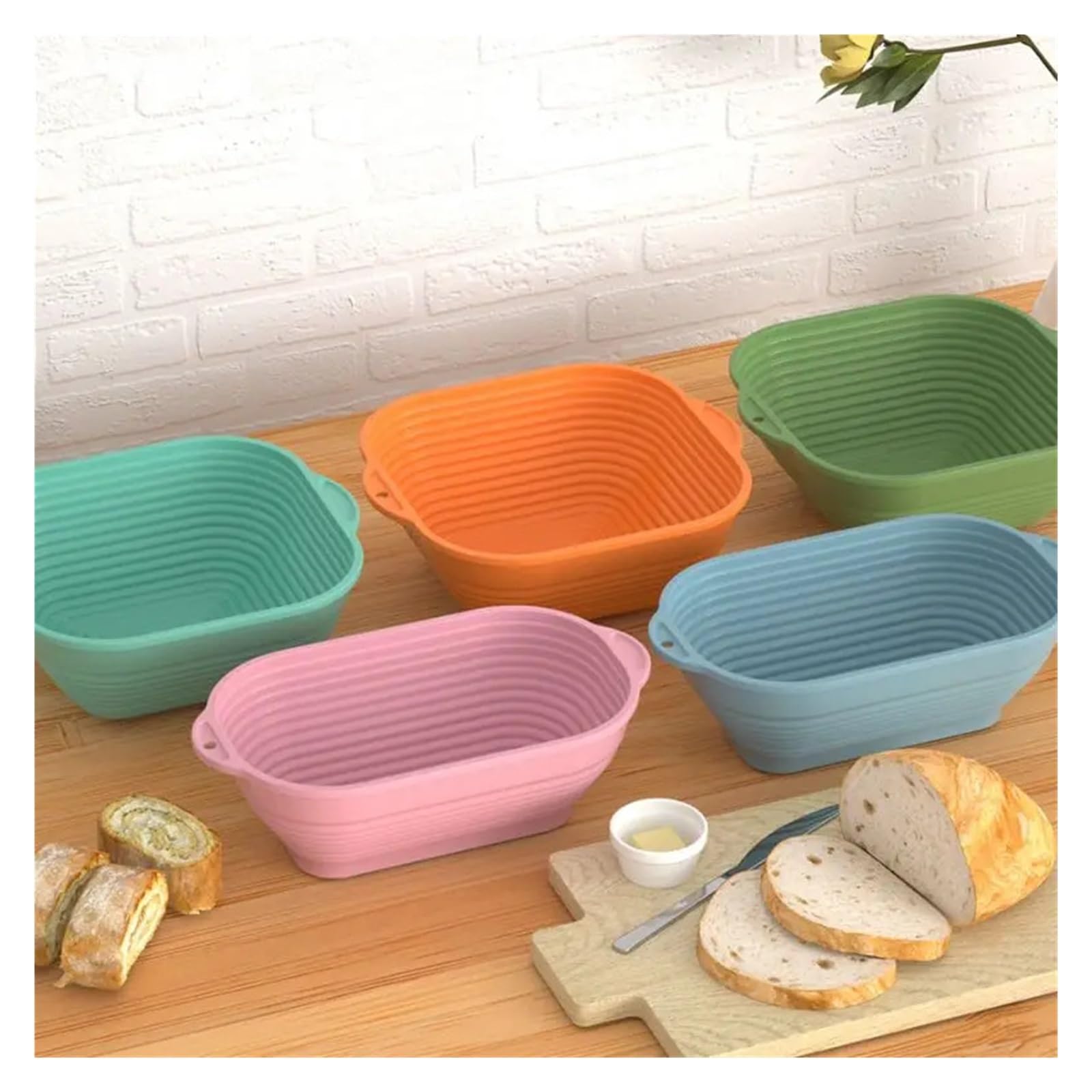 Cestino per la Prova del Pane, Cestino for la lievitazione del Pane Quadrato e Rettangolare Multicolore(Blue,Square)