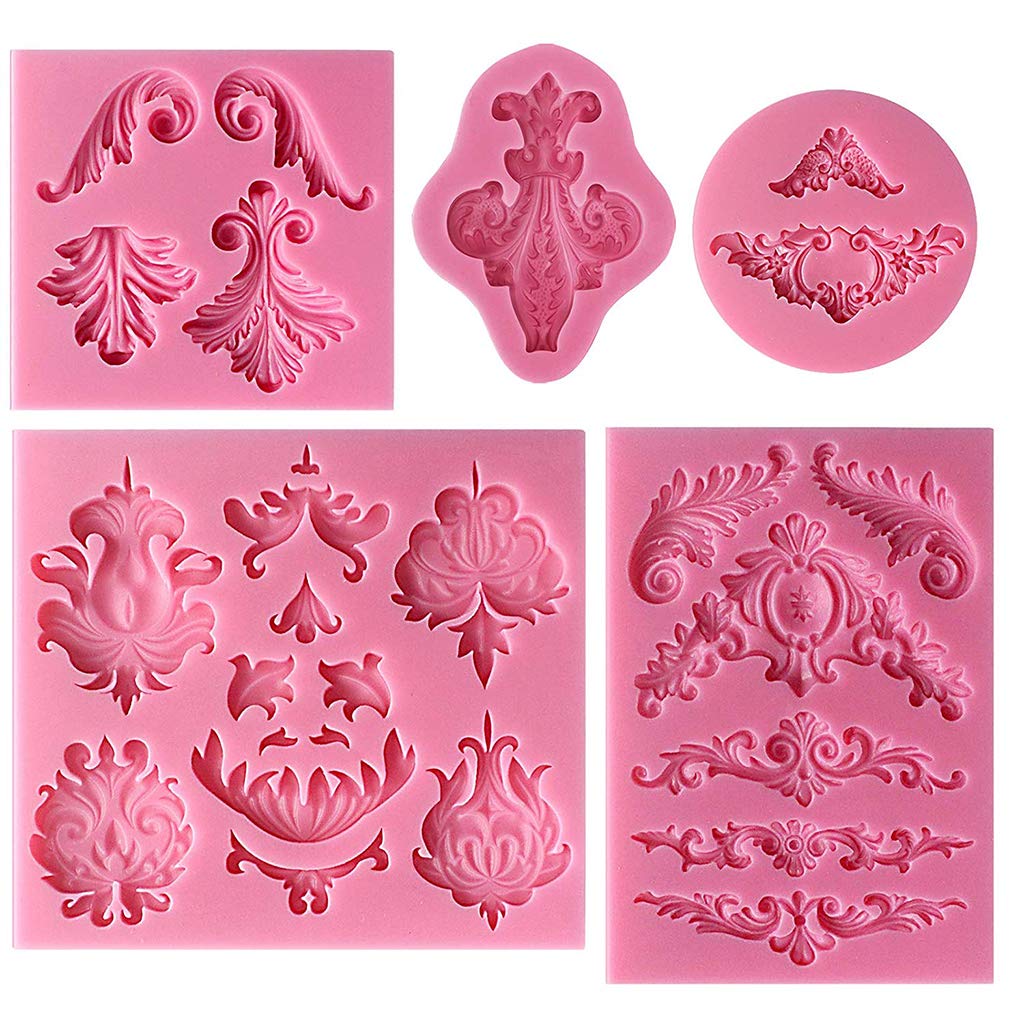 GUMEI 5pcs Barock Stil Spitze Fondant Silikonform für Kuchen Cupcake Schmuck Dekor