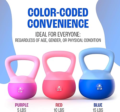 Miniatura 6 de Serenilite - Juego de pesas rusas suaves, juegos de pesas rusas para mujeres y hombres, pesas rusas de entrenamiento de fuerza seguras, pesas rusas