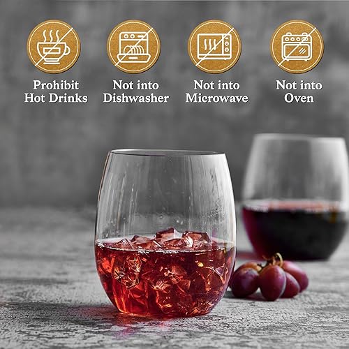 Miniatura 5 de FOCUSLINE Paquete de 32 copas de vino de plástico sin tallo, vasos de vino desechables transparentes de 12 onzas, copas de vino de plástico