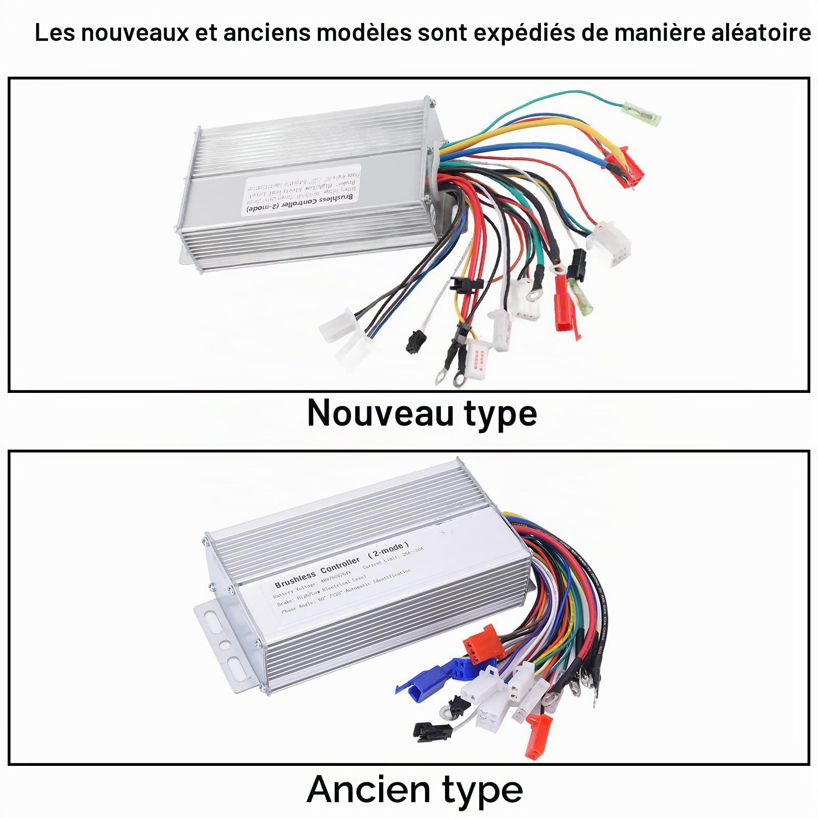 Contrôleur de moteur CC sans balais 48 V 60 V 64 V, contrôleur de moteur de scooter électrique 1000 W-1500 W, contrôleurs électriques à double mode à 12 tubes pour véhicules électriques et