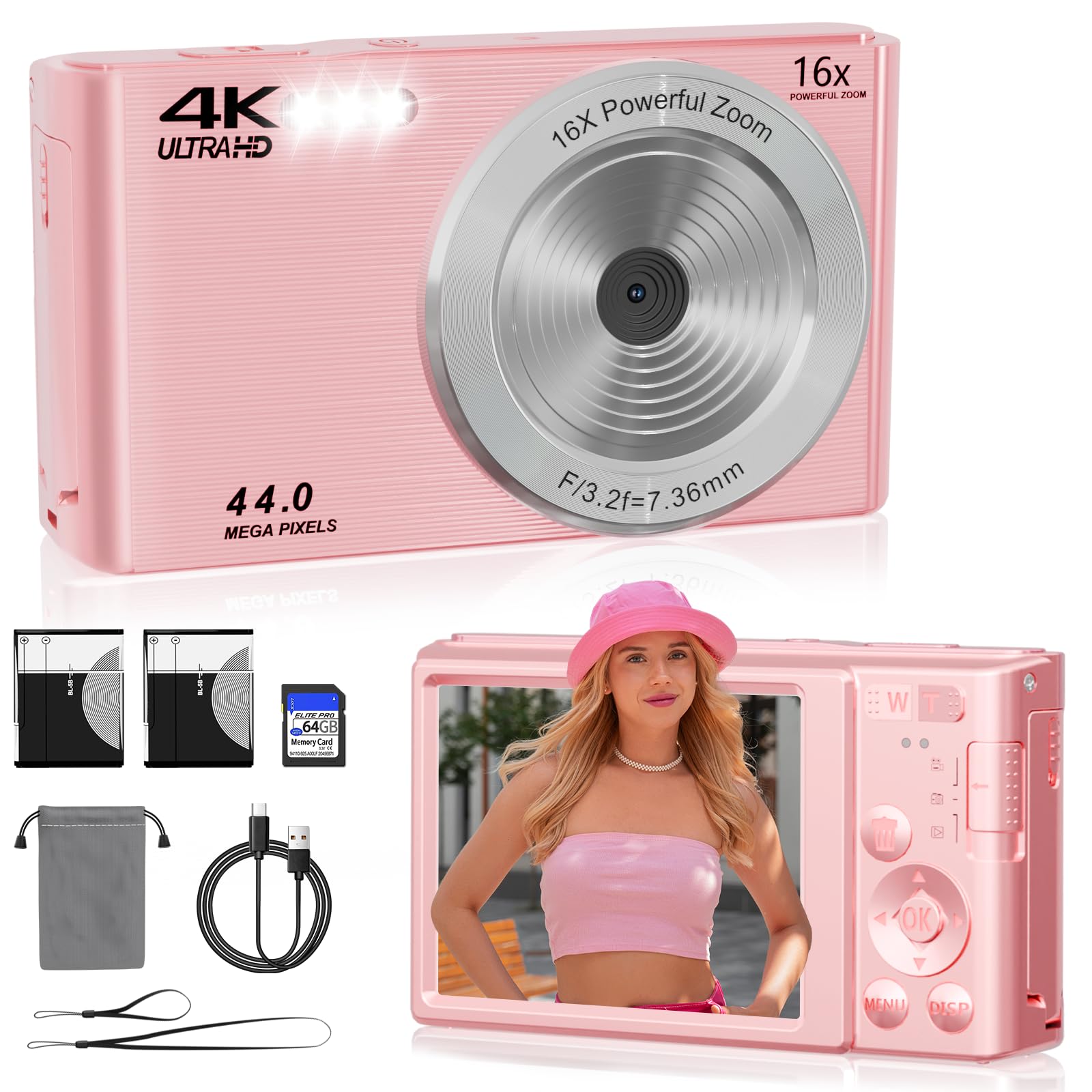 HD 1080P ビデオカメラ 16倍ズーム Amazon | デジタルカメラ、16倍デジタルズーム、FHD 1080P 44MP