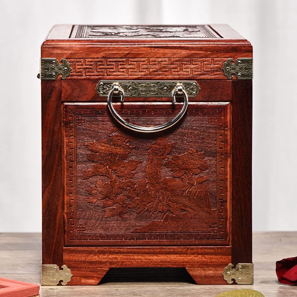 Caja De Reloj Joyero Rojo De Madera De Estilo Chino con Cerradura, Pendientes, Collares, Relojes, Cajas De Almacenamiento De Joyas Estuche para Relojes