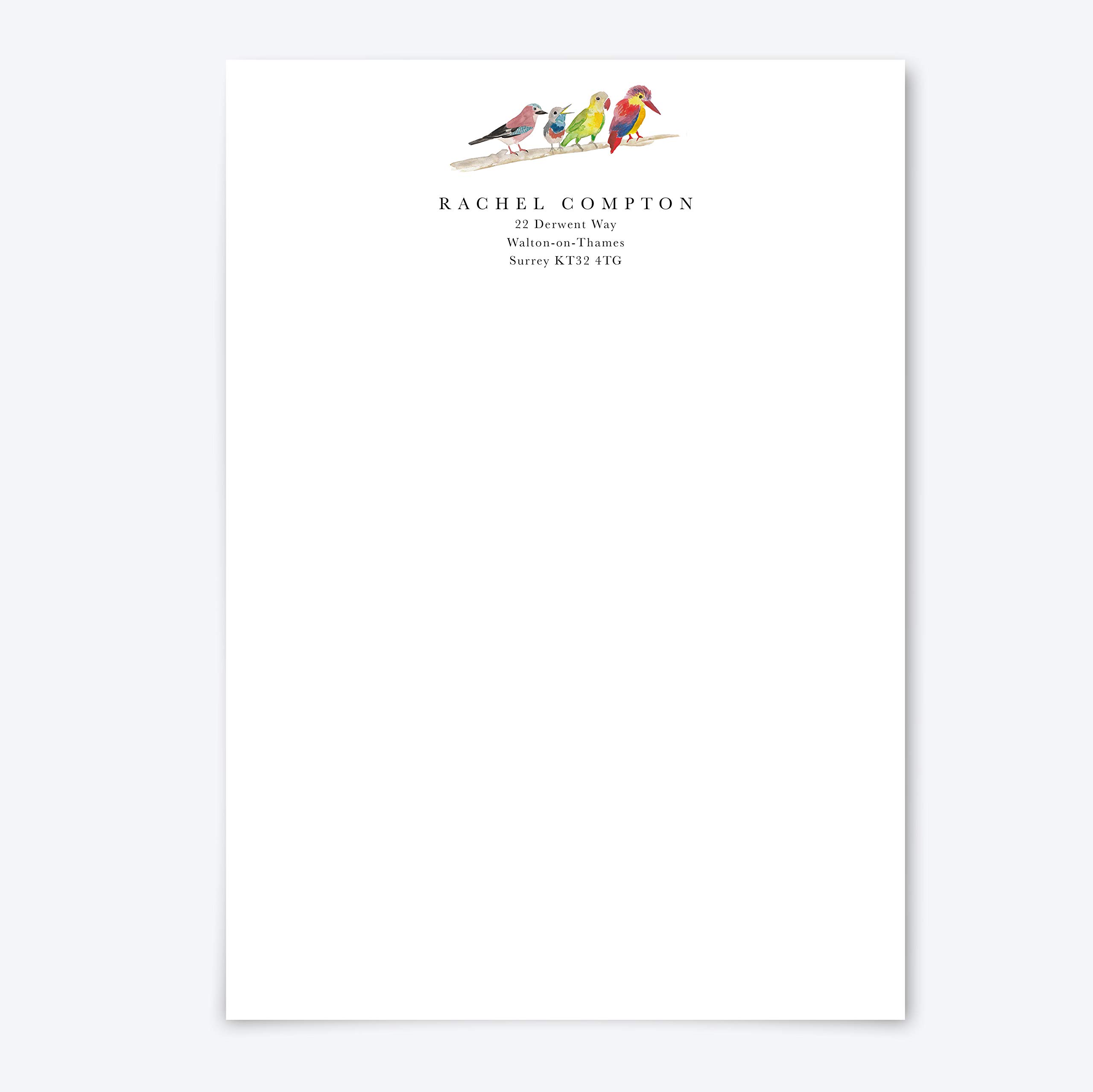 Me Loovely Personalised Letter Writing Paper and Envelopes Birds Design A4 Size Letterhead Stationery Set for Adults | Christmas Gifts (Pack of 20)