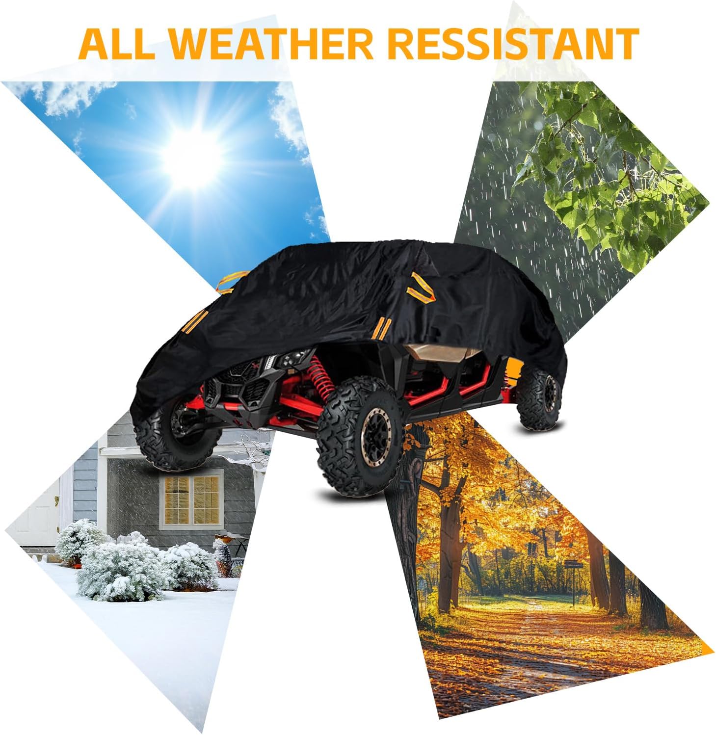 UTV Cover 4-6 Seater Waterproof Outdoor, Heavy Duty All Weather Cover for Side by Side, Compatible with Polaris RZR Mahindra Can-Am Defender Kawasaki, Side by Side Cover UTV Accessories (170")