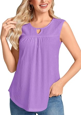 SUNNEGOO Womens Summer Tank Tops Sleeveless Dressy Casual Shirts Loose Fit Tunic Business Work Blouses Basic Trendy Outfits