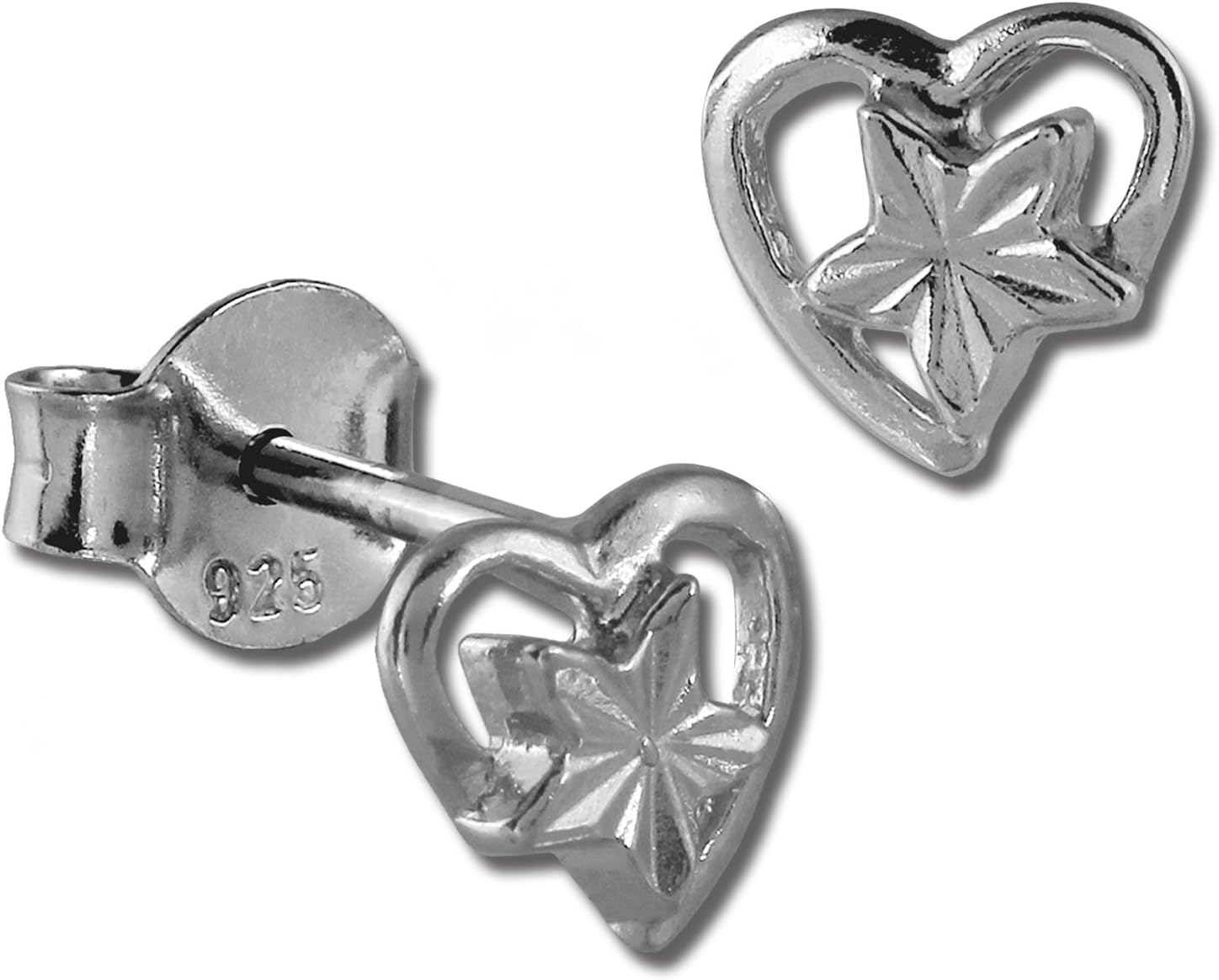 Teenie-Weenie SDO405 Earrings for Children 925 Silver Heart Stud Earrings, Sterling Silver