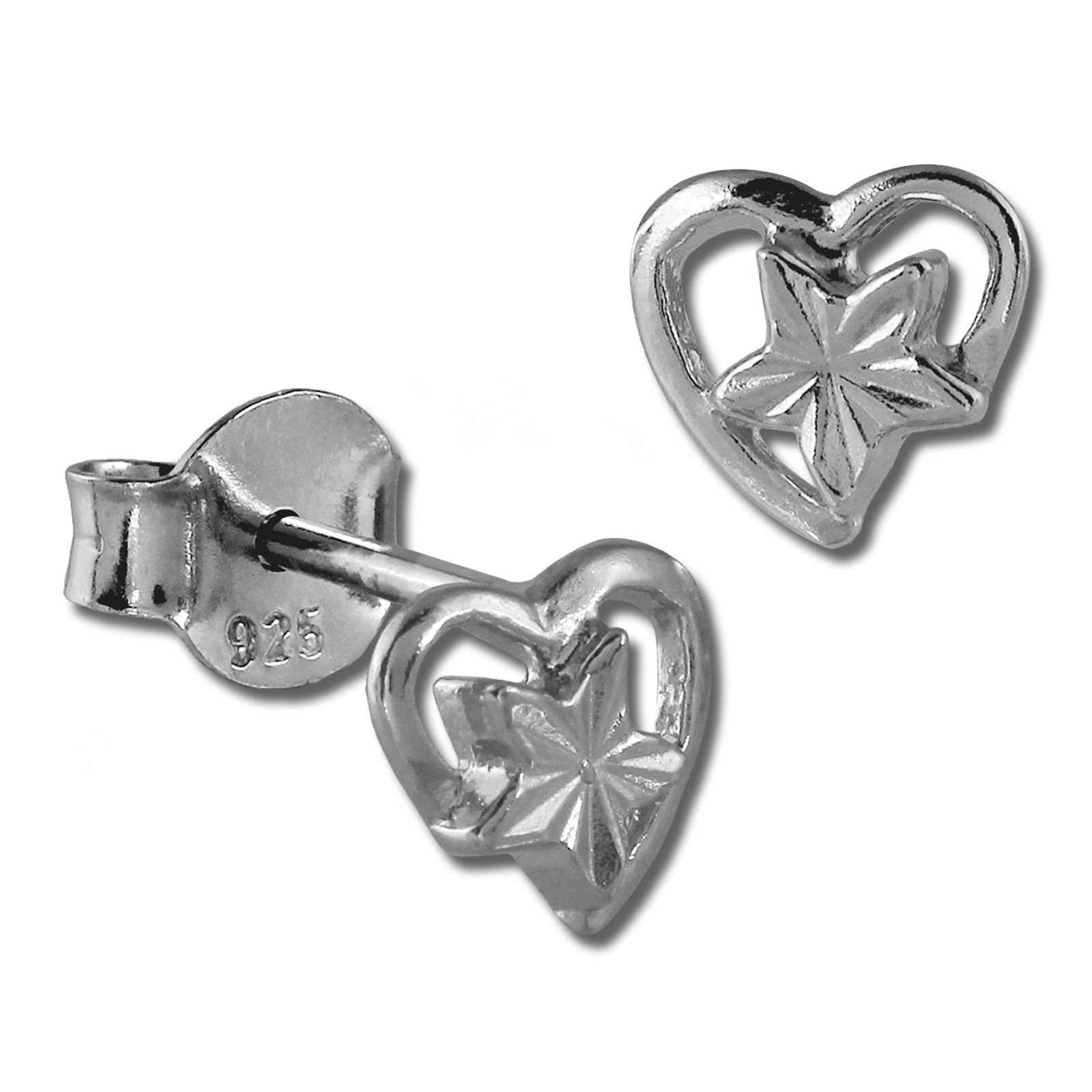 Teenie-Weenie SDO405 Earrings for Children 925 Silver Heart Stud Earrings, Sterling Silver