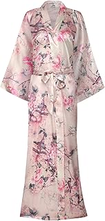 Kimono Robes For Women Floral Long Lightweight Silky Sleepwear bridal Dressing Gown