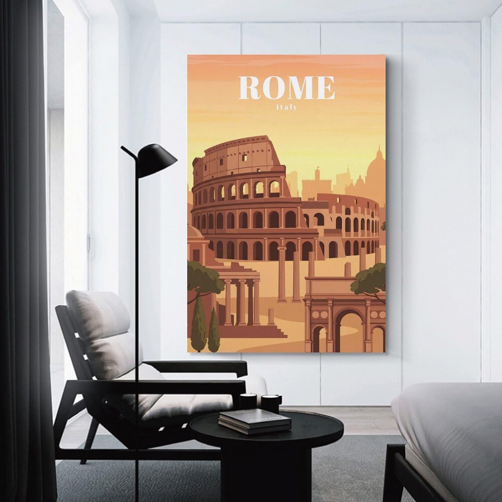 Junmoney Rome Italy Canvas Wall Decor, 24x36inch(60x90cm), for Home Lounge, Bedroom Or Reading Nook, Modern Wall Decor for Cosy Interiors