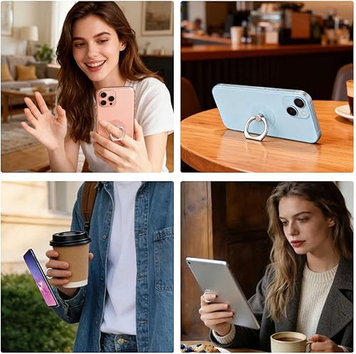 Miniatura 7 de Soporte transparente para anillo de teléfono, 2 piezas, rotación de 360°, soporte de anillo para teléfono celular, soporte de dedo móvil, agarre de