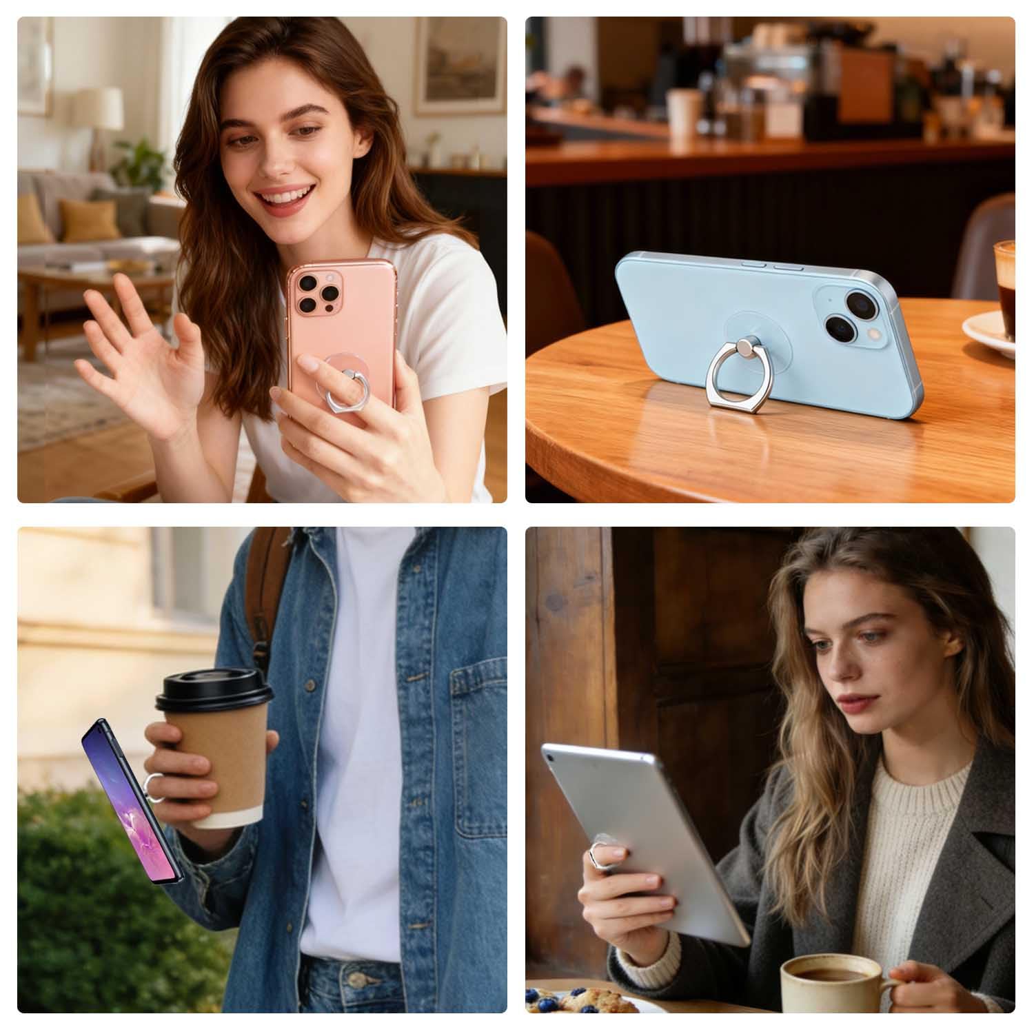 VOVIGGOL 2 Pezzi Trasparente Supporto per anello per cellulare Universale Cellulare Anello Rotazione 360° Gradi Smartphone Ring per iPhone, Samsung, Huawei, Tutti Gli Smartphone e Tablet
