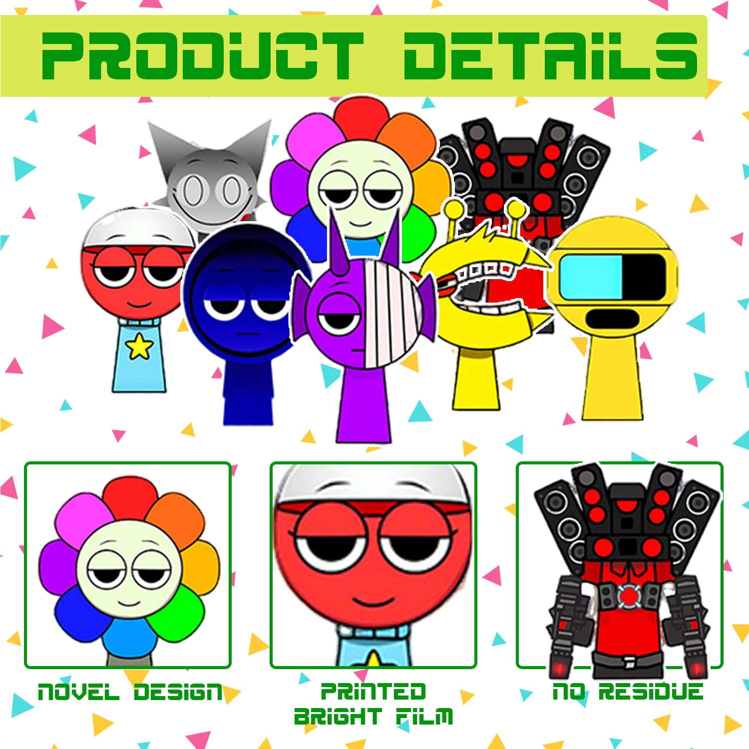100Pcs Funny Sprunki Stickers Cute Cartoon Video Game Stickers Waterproof Vinyl Music Decals for Laptop Skateboard, Guitar - Image 3