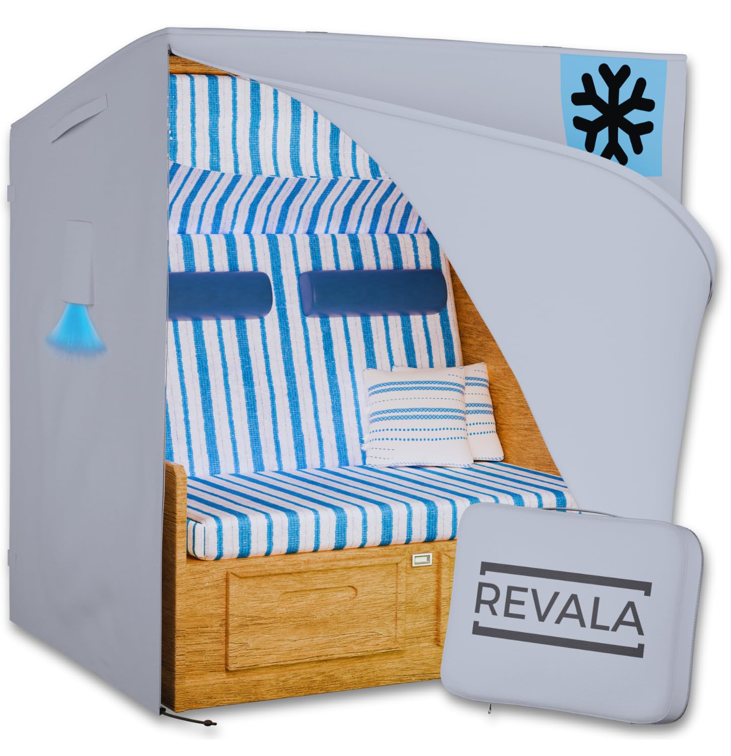 REVALA® Strandkorb Schutzhülle Winterfest | Abdeckung Strandkorb 2 sitzer | Strandkorbhülle 135 x 105 x 160 | UV-beständige Hülle Strandkorb wasserdicht aus 600D Oxford | Inklusive Aufbewahrungstasche