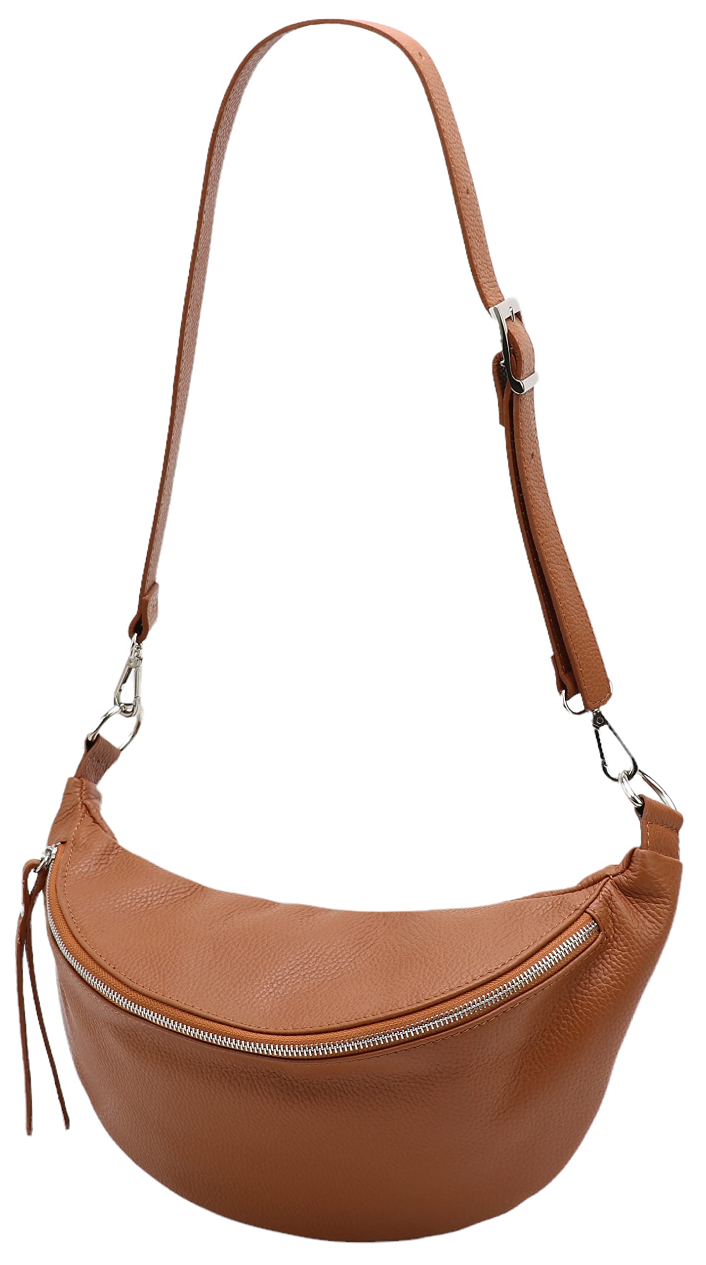 SH Leder echt Leder Damen unisex Brusttasche für Festival Reise mittelgross Hüfttasche Crossbody Bag Verstellbarer welchsellbar Schultergurt Frauen Ledertasche 37x21cm Greta G747