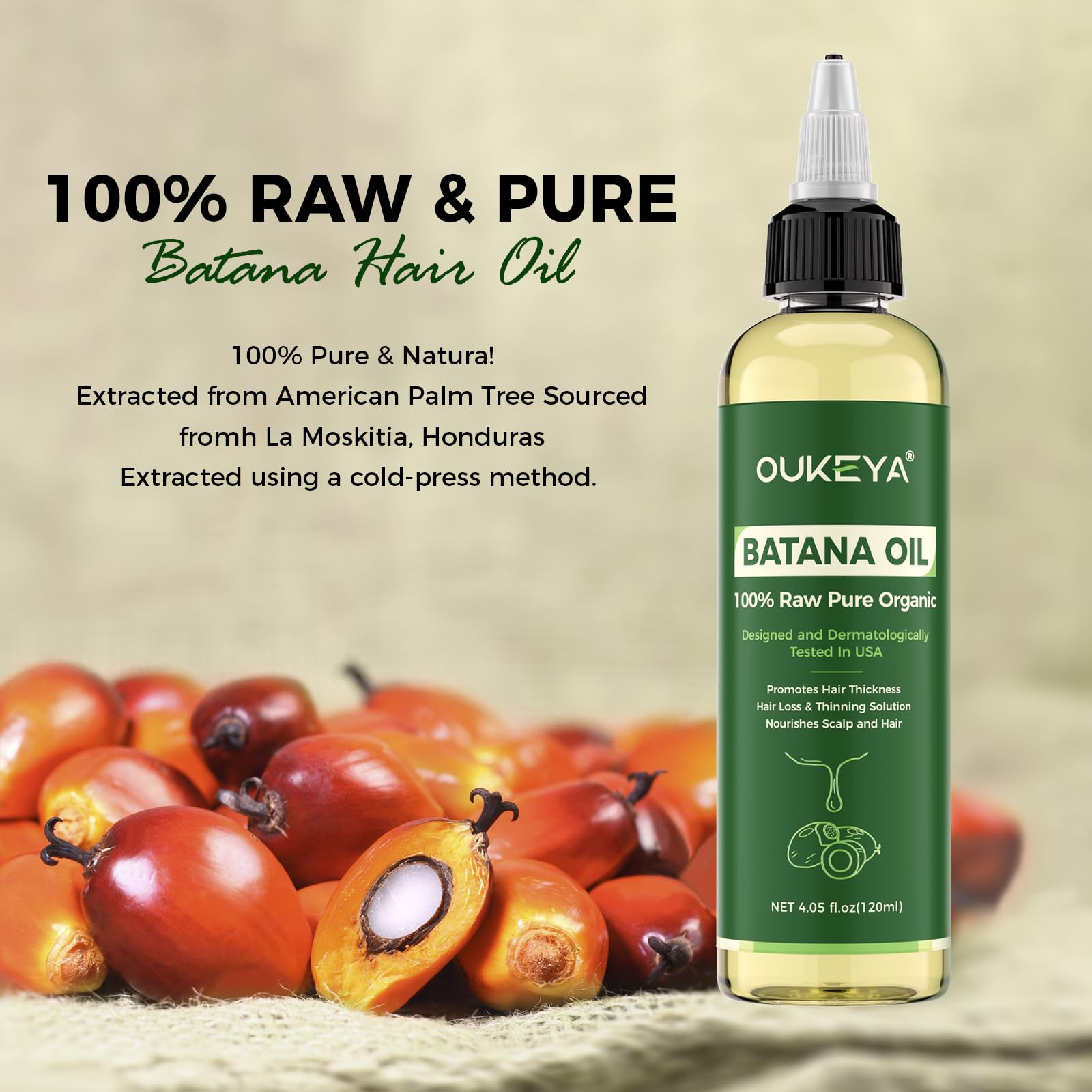 OUKEYA Raw Batana Oil for Hair Growth 100% Pure Natural Cold-Pressed Batana Oil from Honduras, Nourishes Scalp - Image 2