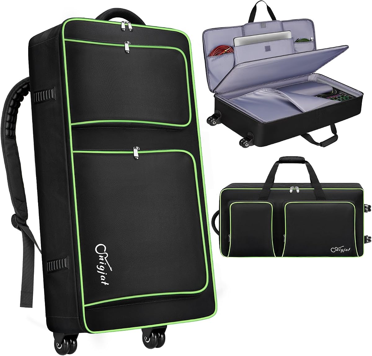 DJ Controller Case with Wheels Compatible with DDJ-FLX10/GRV6/ 1000 | Padded Large DJ Controller Bag Fits DDJ REV7/REV5/FLX6/1000, Gig Bag with Multi-Pocket and Adjustable Shoulder Strap