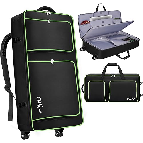 SNIGJAT DJ Controller Case with Wheels Compatible for DDJ-FLX10/ DDJ-GRV6/ 1000/ REV7/ REV5/ FLX6/ SC LIVE 4, Padded Rolling DJ Backpack with Multi-Pocket for 17.3" Laptop, DJ Accessories