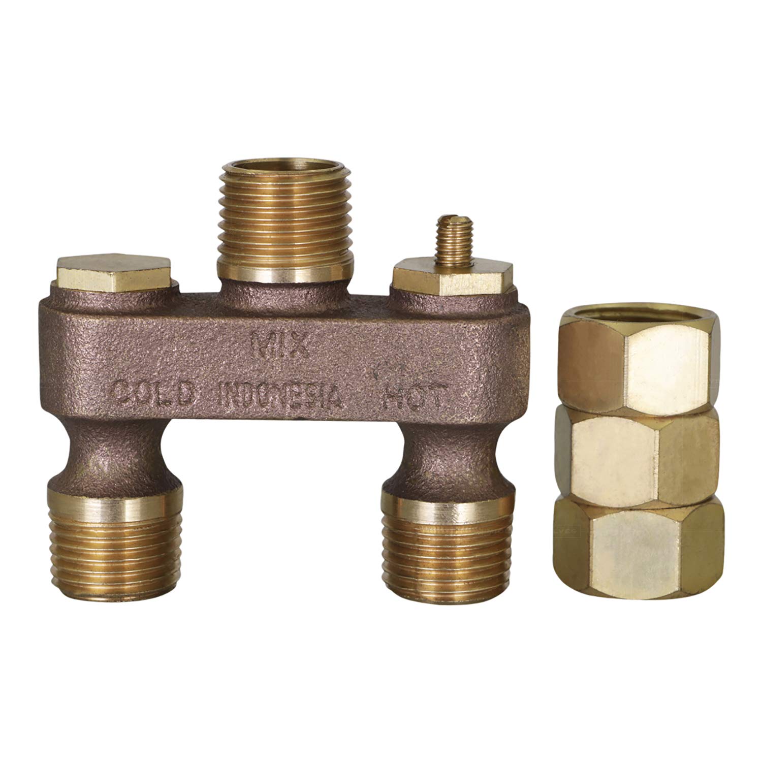 Midline Valve S1291 zawór przeciwpotowy do zbiornika toaletowego z nakrętkami, 1,27 cm, przyłącza SWT, mosiądz