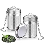 2 Pack Stainless Steel Tea Infusers, Extra Fine Mesh Strainers with Drip Trays, Brew Loose Tea