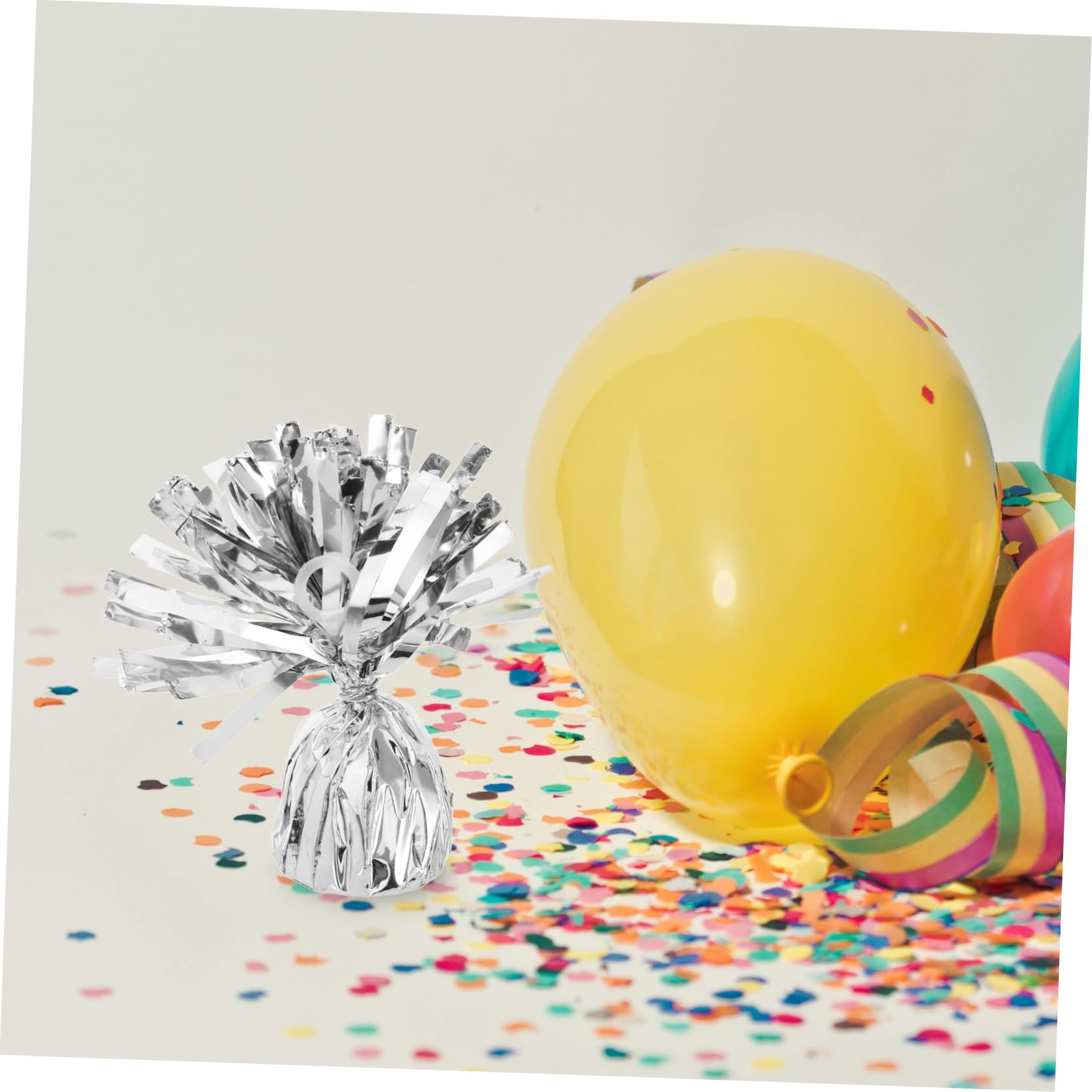Ballongewicht 6 Stück aus Pet und Zement für Hochzeiten und Festivals | Silber, Einfach Anzubringen und Sicher zu Befestigen, Elegantes Design, für Ballondekorationen