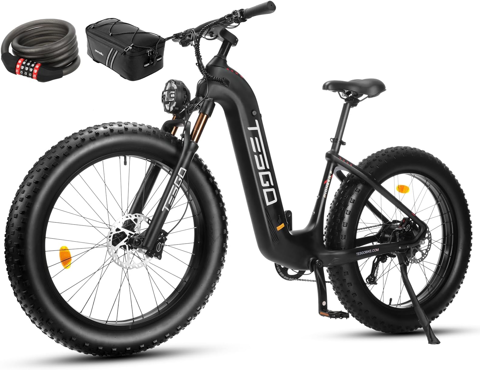 TESGOFat Tire Electric Bike Peak 1500W, Carbon Fiber 26"*4.8 Adult Ebike Bicycle [SAMSUNG 48V 20Ah Battery] Long Range 120KM, Electric Mountain Beach Bike with Fork, Shimano 9-Speed, Hydraulic Brake