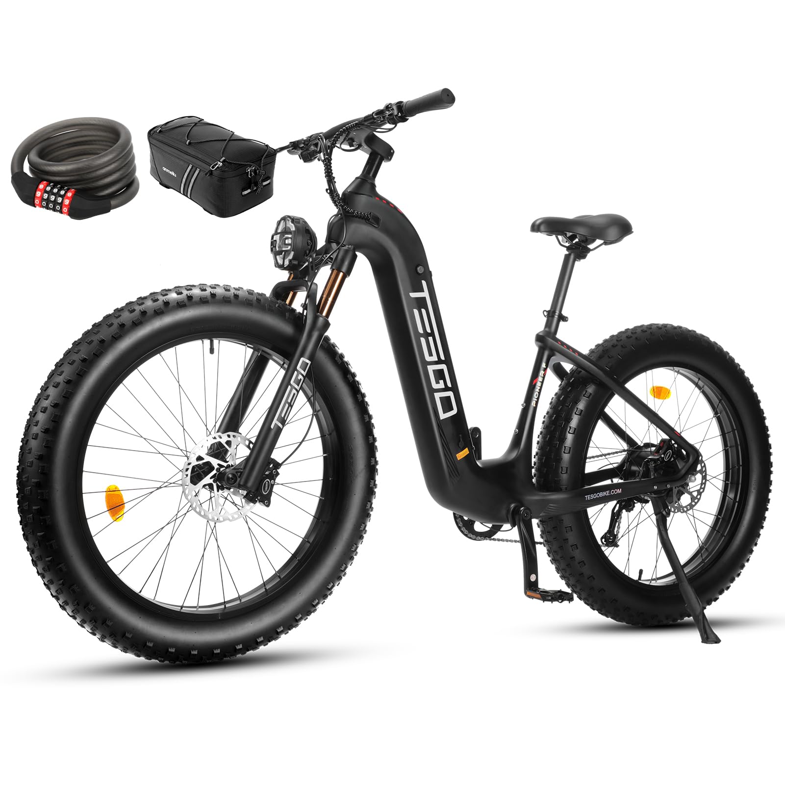 TESGOFat Tire Electric Bike Peak 1500W, Carbon Fiber 26"*4.8 Adult Ebike Bicycle [SAMSUNG 48V 20Ah Battery] Long Range 120KM, Electric Mountain Beach Bike with Fork, Shimano 9-Speed, Hydraulic Brake