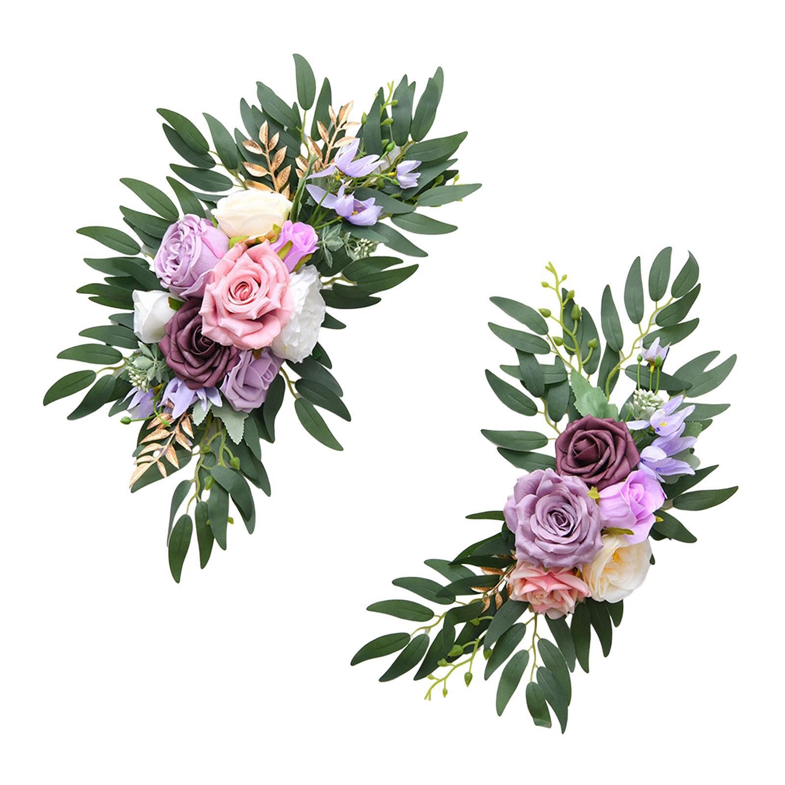QUXVUIS Exquisite Wedding Arch Flowers Floral Swag Stand Elegant Silk Arrangement Addition To Ceremony Designs And Reception Areas Artificial Floral Swag, Violet