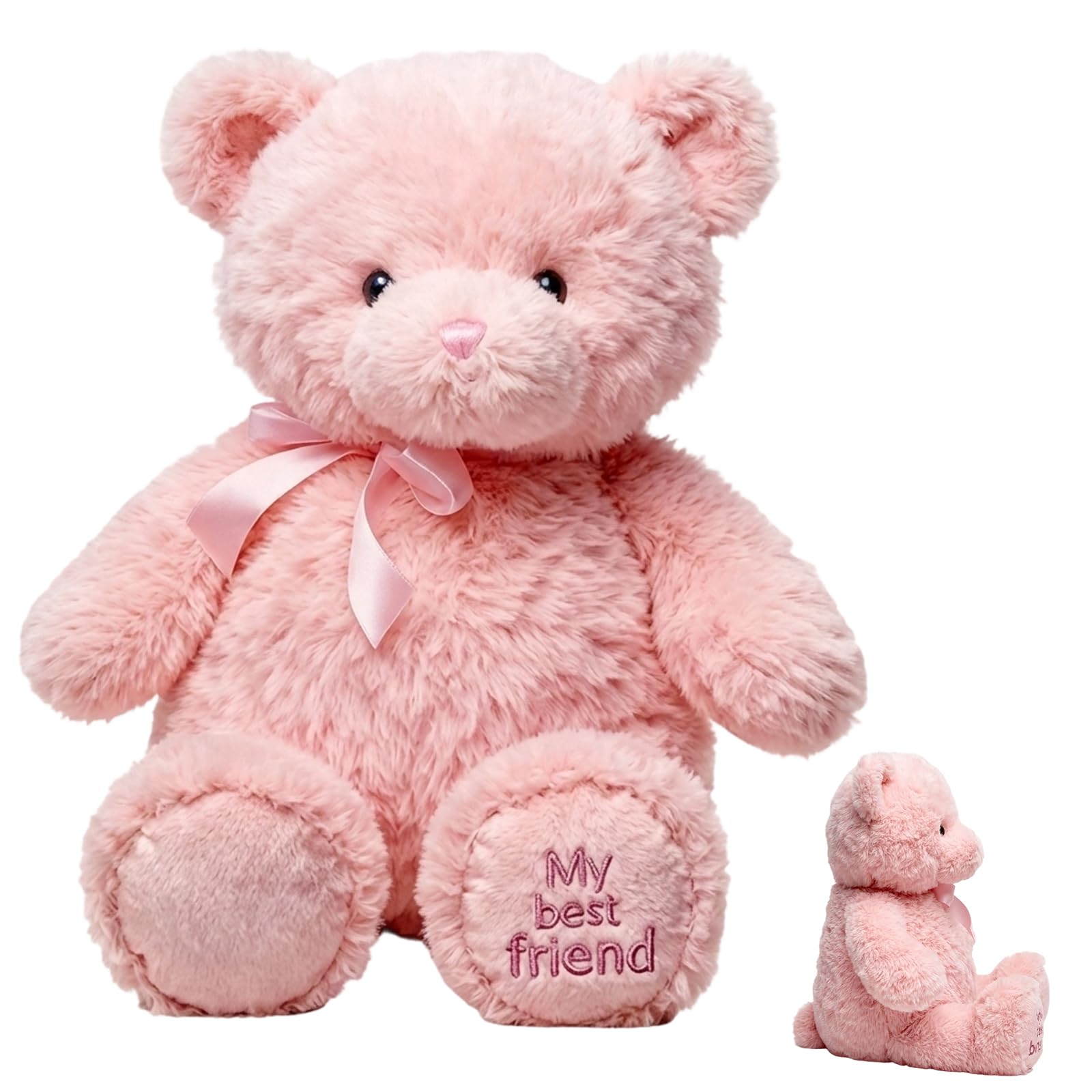 Gubilacrum Teddy Bear Medium, 28 cm × 17 cm Teddy Bear, Pink Teddy Bear for Emotional Comfort, Soft Plush Companion for Stress Support, Travel Comfort Item and Bedtime Cuddling Partner