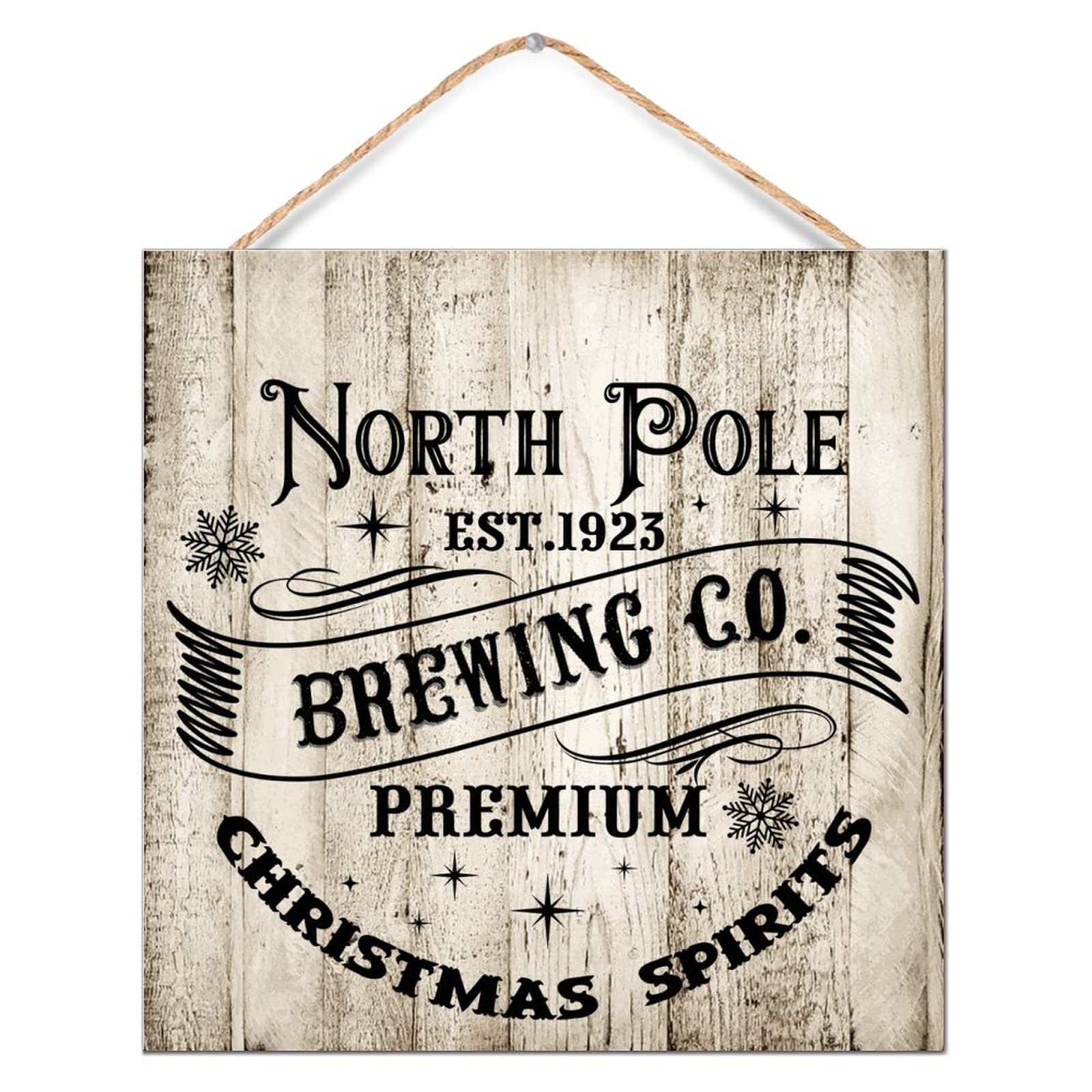 Panneau de décoration murale Pôle Nord Brewing Co en bois peint pour porche 30,5x30,5 cm