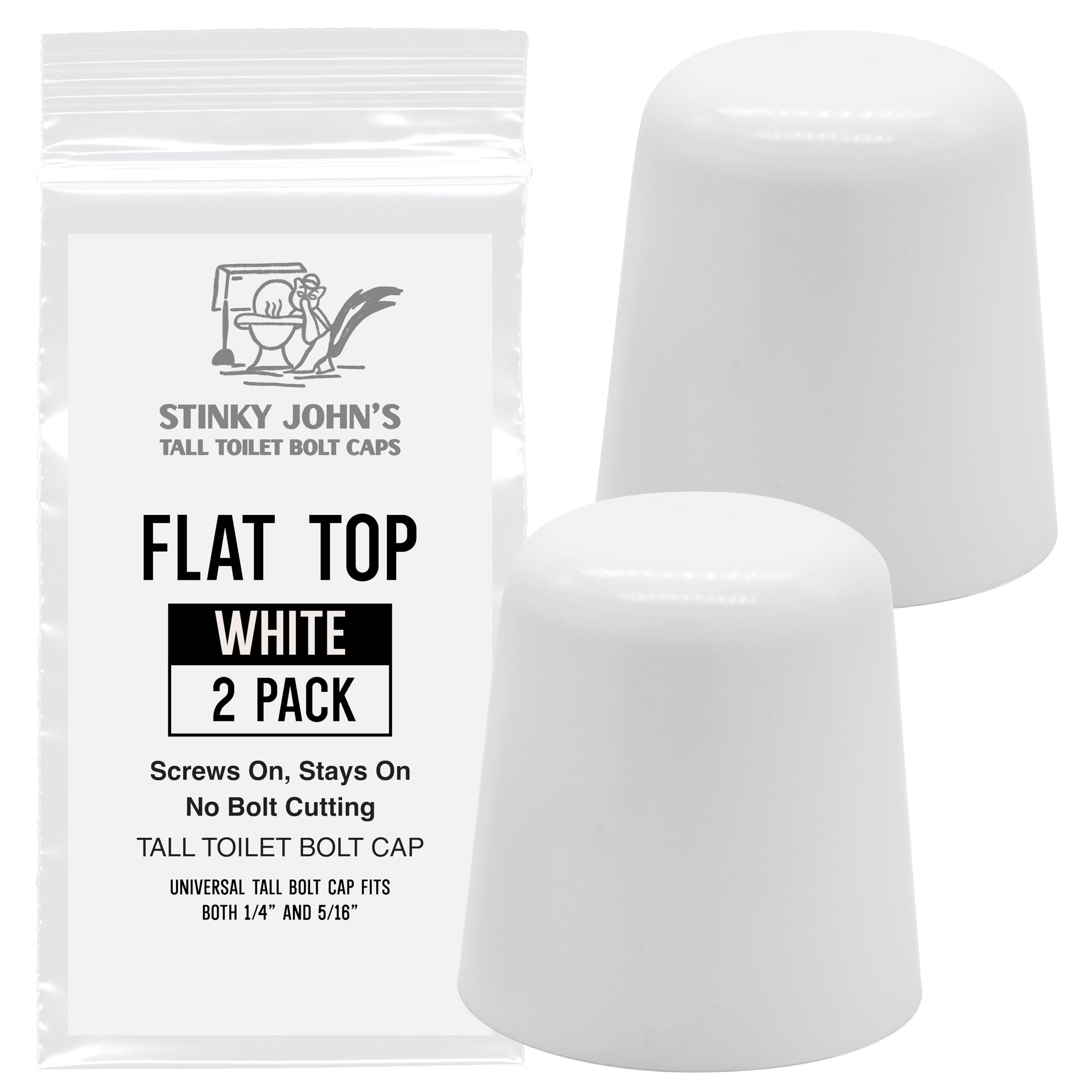 Don't Cut Those Bolts! 100% Made in USA, toilet bolt caps, toilet bolt covers, toilet screw covers (Universal Fit, 2 Pack)