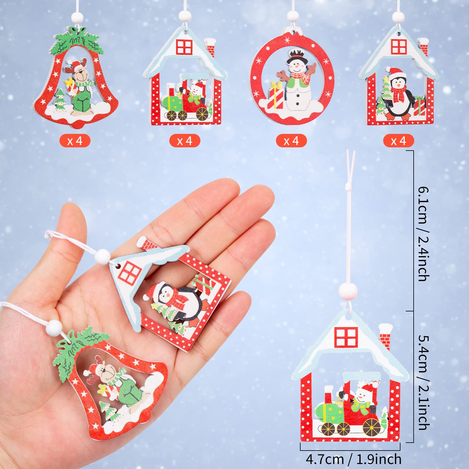 MELLIEX 24 Ornamenti Fiocchi Di Neve In Plastica Per Albero Di Natale - 3 Dimensioni Con Spago Argento