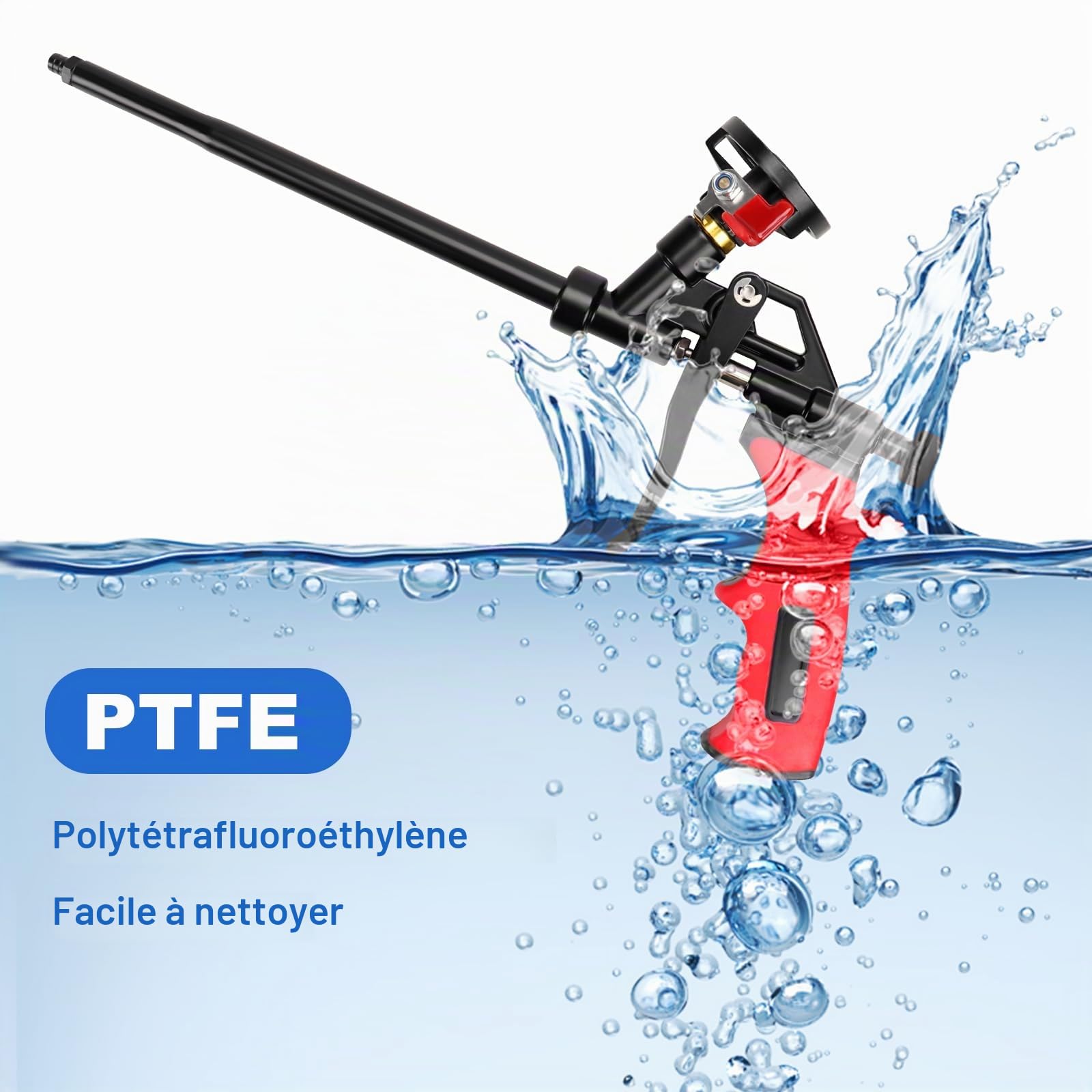 Lot de 2 Pistolets à Mousse Polyuréthane avec Valve - Pas besoin de Nettoyant - Pistolet Doseur en Métal avec Poignée Ergonomique en Plastique - Pour Bricoleurs et Professionnels - Rouge