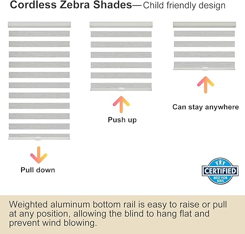 Miniatura 4 de Persianas de cebra de tamaño personalizado para ventanas sin cable, persianas enrollables de cebra para el hogar, parada libre, filtro de luz, doble