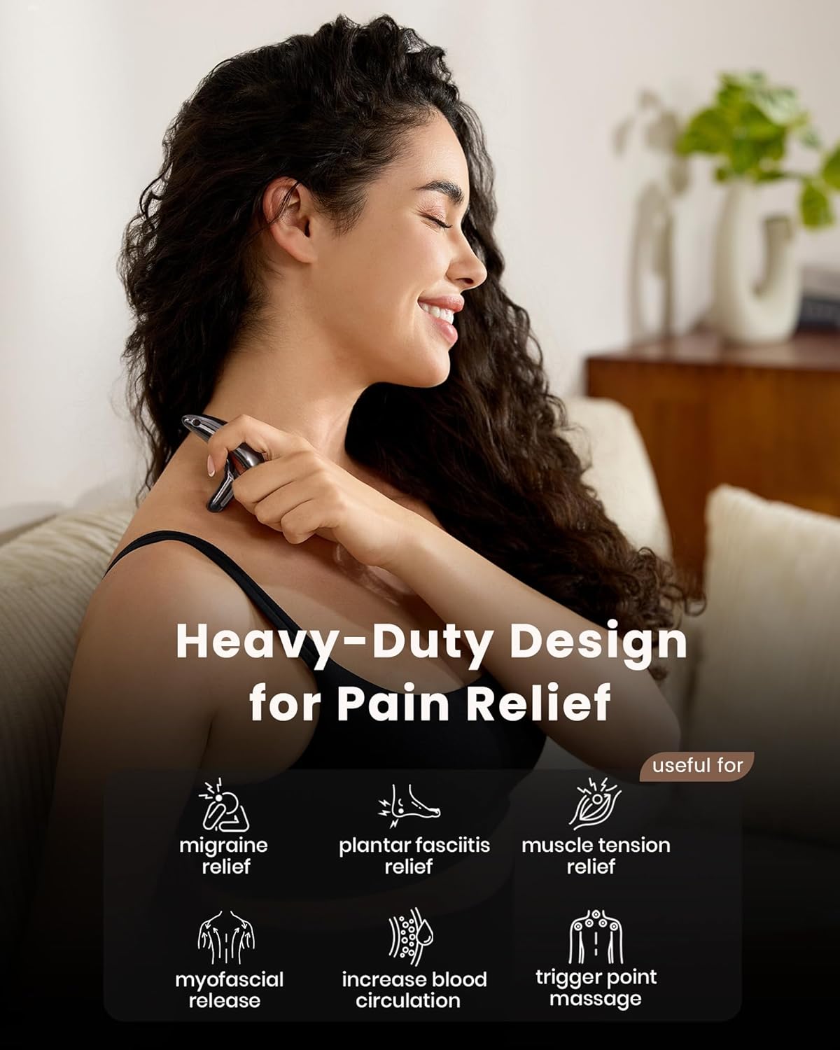 lifechill Trigger Point Massage Tool for Deep Tissue Pain Relief, Gua Sha & Muscle Scraper Tool for Full Body, Thumb Saver Acupressure Tool Relieve Plantar Fasciitis, Black - Image 3