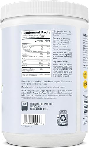 Miniatura 10 de Isopure Péptidos de colágeno en polvo, promueve la salud del cabello, las uñas, la piel y las articulaciones, 14 porciones, limonada, con vitamina