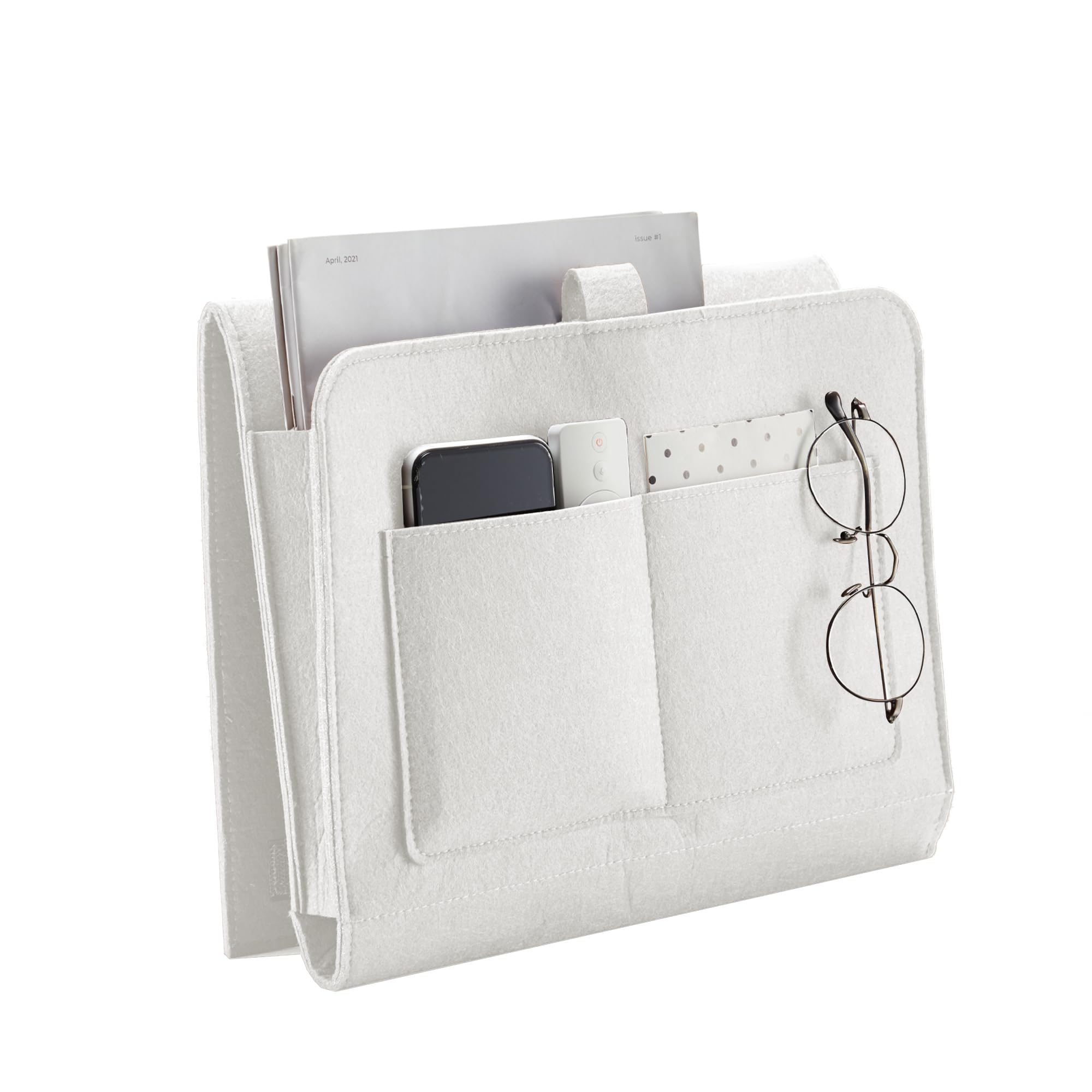 YOUDENOVA Bedside Caddy, Bedside Organizer for Dorm Room, Bunk Bed, Beige
